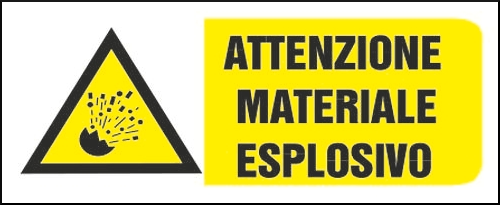 gbc Attenzione materiale esplosivo Cartello in PVC , spessore 1mm, dimensioni 31x14cm, di pericolo, segnaletica di sicurezza conferme al DLGS 81 del 09/04/2008 RSHT00397