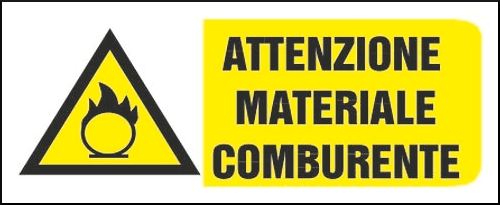 gbc Attenzione materiale comburente Cartello in PVC , spessore 1mm, dimensioni 31x14cm, di pericolo, segnaletica di sicurezza conferme al DLGS 81 del 09/04/2008 RSHT00398
