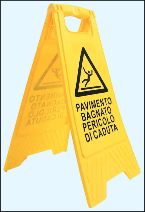 gbc Cavalletto pieghevole PAVIMENTO BAGNATO PERICOLO DI CADUTA Cavalletto in PVC rigido pieghevole, dimensioni 32x52cm RSHT01195