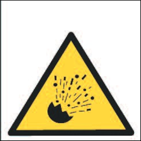 gbc Pittogramma adesivo pericolo ESPLOSIONE In Vinile, spessore 0.10mm, colore e simboli a norma CEE, dimensioni 17x17cm.