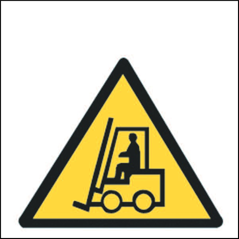 gbc Pittogramma adesivo pericolo VEICOLI in MOVIMENTO In Vinile, spessore 0.10mm, colore e simboli a norma CEE, dimensioni 17x17cm RSHT01405