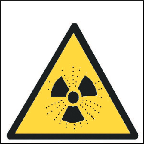 gbc Pittogramma adesivo pericolo RADIAZIONI In Vinile, spessore 0.10mm, colore e simboli a norma CEE, dimensioni 17x17cm.