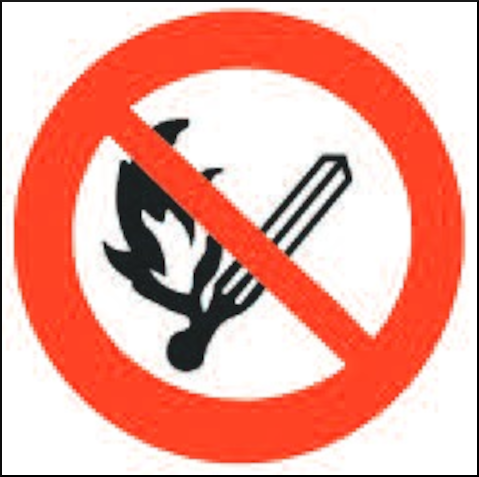 gbc Pittogramma adesivo divieto di utilizzo FIAMME LIBERE In Vinile, spessore 0.10mm, colore e simboli a norma CEE, dimensioni 17x17cm RSHT01411