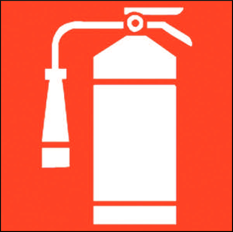 gbc Pittogramma adesivo di sicurezza ESTINTORE In Vinile, spessore 0.10mm, colore e simboli a norma CEE, dimensioni 17x17cm.