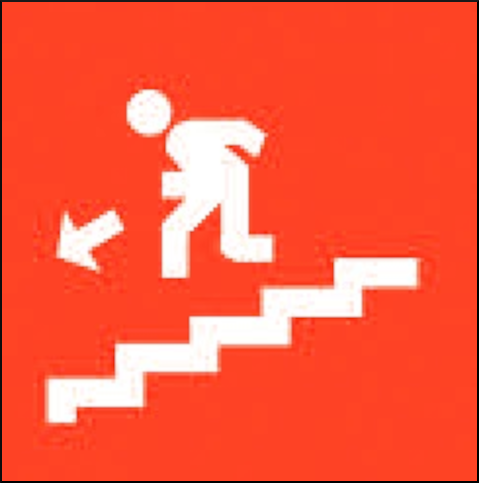 gbc Pittogramma adesivo uscita di sicurezza scendere a sinistra In Vinile, spessore 0.10mm, colore e simboli a norma CEE, dimensioni 17x17cm RSHT01419