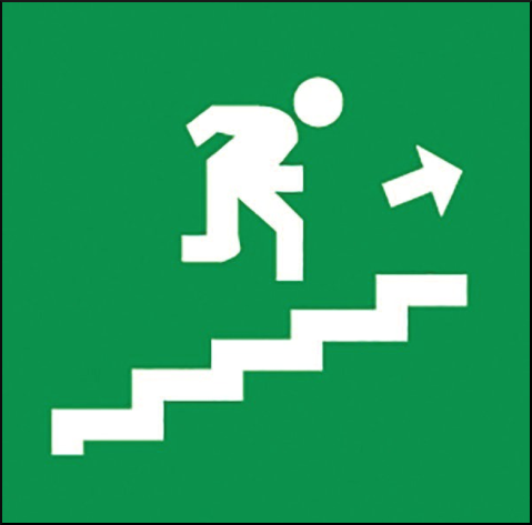 gbc Pittogramma adesivo di salvataggio salire a destra In Vinile, spessore 0.10mm, colore e simboli a norma CEE, dimensioni 17x17cm RSHT01430
