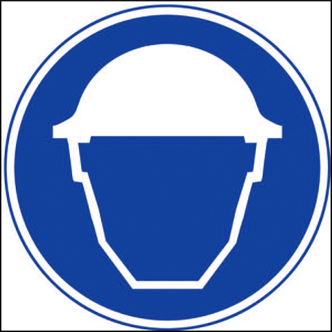 gbc Pittogramma adesivo di obbligo di CASCHETTO di protezione In Vinile, spessore 0.10mm, colore e simboli a norma CEE, dimensioni 17x17cm.