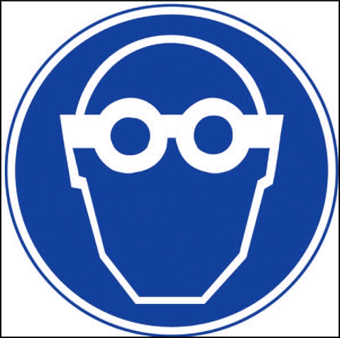 gbc Pittogramma adesivo di obbligo per OCCHIALI protettivi In Vinile, spessore 0.10mm, colore e simboli a norma CEE, dimensioni 17x17cm.