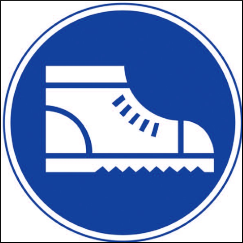 gbc Pittogramma adesivo di obbligo per SCARPE antinfortunistiche In Vinile, spessore 0.10mm, colore e simboli a norma CEE, dimensioni 17x17cm RSHT01436