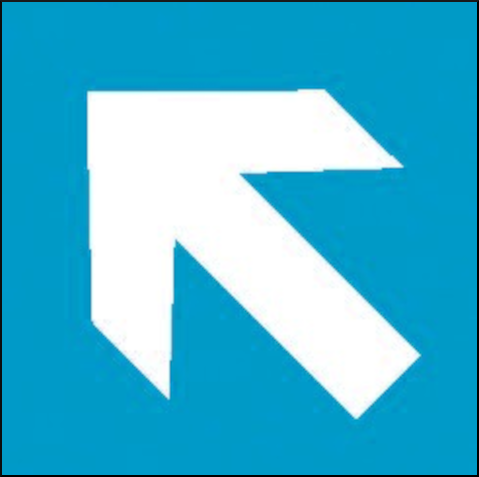 gbc Pittogramma adesivo freccia NORDOVEST blu In Vinile, spessore 0.10mm, colore e simboli a norma CEE, dimensioni 17x17cm.