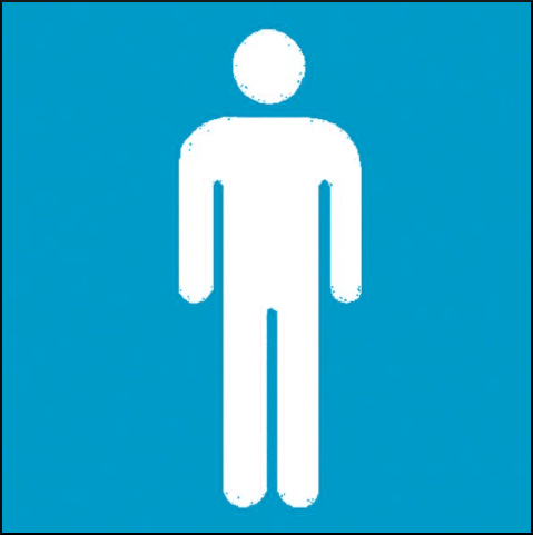 gbc Pittogramma adesivo per bagno dei SIGNORI In Vinile, spessore 0.10mm, colore e simboli a norma CEE, dimensioni 17x17cm RSHT01443