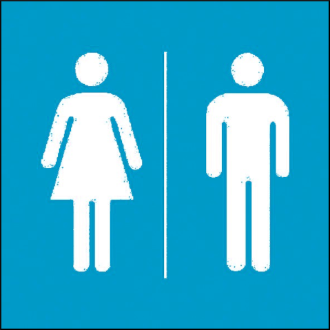 gbc Pittogramma adesivo per presenza di TOILETTE In Vinile, spessore 0.10mm, colore e simboli a norma CEE, dimensioni 17x17cm.