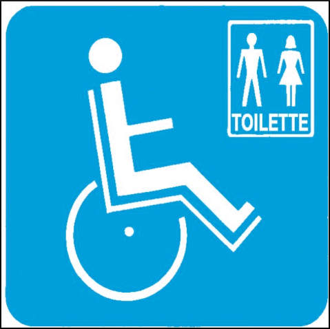 gbc Pittogramma adesivo TOILETTE DISABILI In Vinile, spessore 0.10mm, colore e simboli a norma CEE, dimensioni 17x17cm.