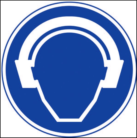 gbc Pittogramma adesivo di obbligo per CUFFIE antirumore In Vinile, spessore 0.10mm, colore e simboli a norma CEE, dimensioni 17x17cm RSHT01486