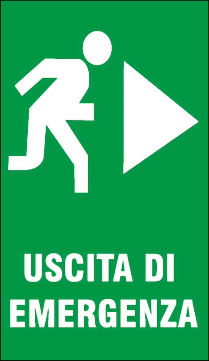 gbc Uscita di emergenza destra Cartello in PVC , spessore 0.5mm, dimensioni 20x30cm, di sicurezza.