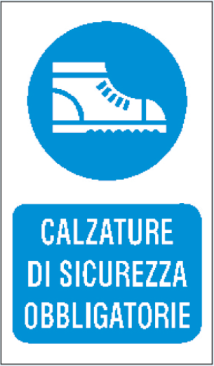 gbc Calzature di sicurezza obbligatorie Cartello in PVC , spessore 0.5mm, dimensioni 20x30cm, di obbligo.