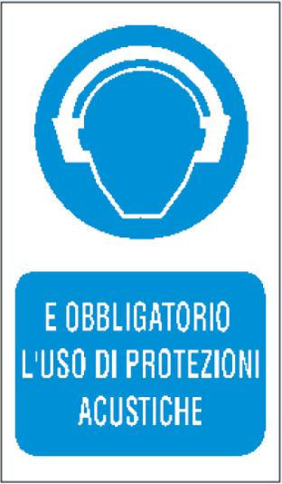 gbc � obbligatatorio l'uso di protezioni acustiche Cartello in PVC , spessore 0.5mm, dimensioni 20x30cm, di obbligo.