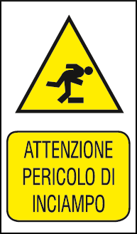 gbc Attenzione pericolo di inciampo Cartello in PVC , spessore 0.5mm, dimensioni 20x30cm, di pericolo RSHT06066