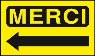 gbc Merci freccia verso sinistra, orizzontale Cartello in PVC , spessore 0.5mm, dimensioni 20x30cm, di informazione RSHT06082