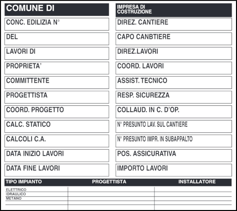 gbc Cartello informativo cantiere due colonne Cartello in Polionda, spessore 2.5mm, dimensioni 70x80cm RSHT06096