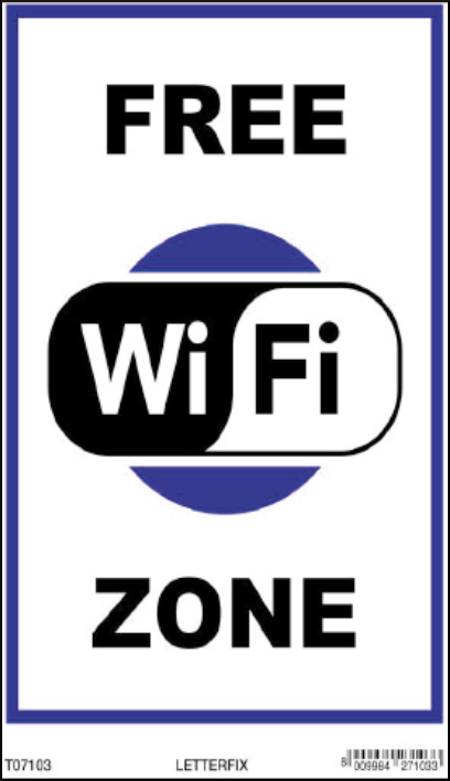 gbc Free Wi-Fi Zone Cartello in PVC , spessore 0.5mm, dimensioni 20x30cm, di informazione RSHT06103