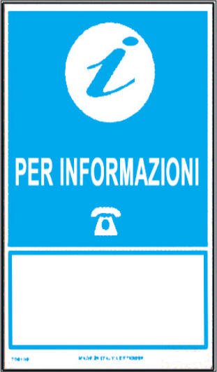 gbc Per informazioni: telefono Cartello in PVC , spessore 0.5mm, dimensioni 20x30cm, di informazione.