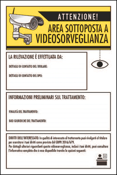 gbc Attenzione area sottoposta a videosorveglianza Cartello in PVC , spessore 0.5mm, dimensioni 20x30cm, di pericolo RSHT06122