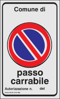 gbc Passo carrabile Cartello in Alluminio Rinfrangente, dimensioni 25x45cm.