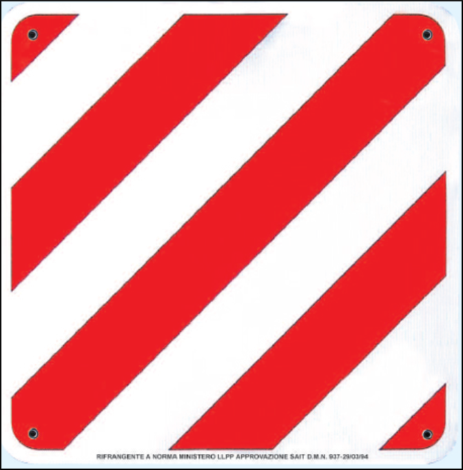 gbc Carichi sporgenti in alluminio Cartello in Alluminio Rinfrangente, dimensioni 50x50cm, Rinfrangente a norma, ministeriale LLP, approvazione Sait, DM n.937 del 29/03/1994.