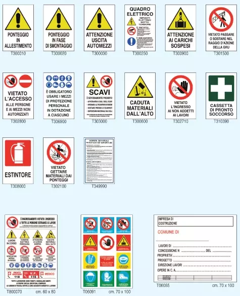 gbc Kit completo di 18 cartelli per CANTIERE edile 18 cartelli per allestimento cantiere in Polionda, spessore 2.5mm, dimensioni 40x60cm.