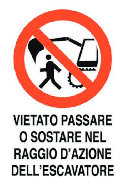 gbc Cartello divieto di sosta raggio ESCAVATORE Cartello in Polionda, spessore 2.5mm, dimensioni 40x60cm.