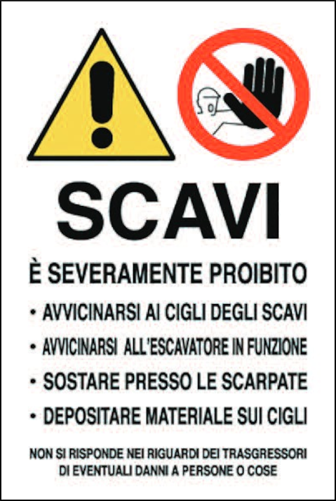 gbc Cartello attenzione per SCAVI Cartello in Polionda, spessore 2.5mm, dimensioni 40x60cm.