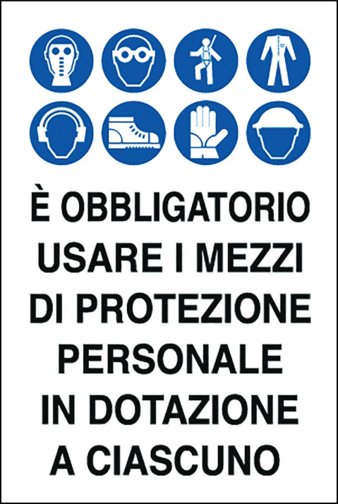 gbc Cartello obbligo di MEZZI di PROTEZIONE Cartello in Polionda, spessore 2.5mm, dimensioni 40x60cm.