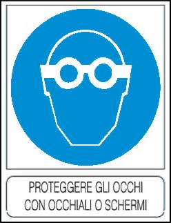 gbc Proteggere gli occhi con occhiali o schermi  Cartello in PVC , spessore 1mm, dimensioni 23x29cm, di obbligo, segnaletica di sicurezza conferme al DLGS 81 del 09/04/2008.