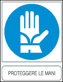 gbc Proteggere le mani Cartello in PVC , spessore 1mm, dimensioni 23x29cm, di obbligo, segnaletica di sicurezza conferme al DLGS 81 del 09/04/2008.