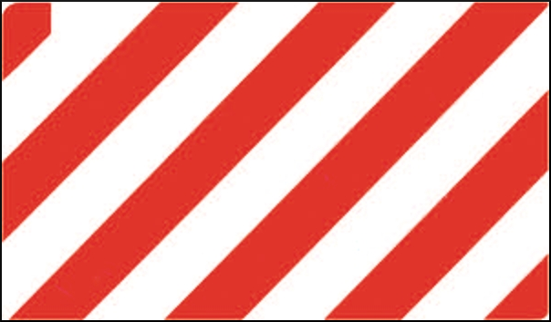 gbc Strisce oblique rosso su bianco, orizzontale Cartello in PVC , spessore 0.5mm, dimensioni 20x30cm, di informazione.