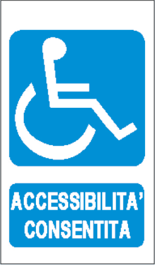 gbc Disabili: Accessibilit consentita Cartello in PVC , spessore 0.5mm, dimensioni 20x30cm, di informazione.