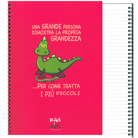gbc Black&White, NotebookSpiralato Righe8mm, Righe8mm, A4 Diosauro-lucertola RIGATO 8mm, Formato A4, legatura: W.O. lato lungo, foliazione: 70 fogli, carta da 80gr.