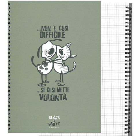 gbc Black&White, NotebookSpiralato Quadretti4mm, A4 Cane QUADRETTI 4mm, Formato A4, legatura: W.O. lato lungo, foliazione: 70 fogli, carta da 80gr.