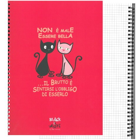gbc Black&White, NotebookSpiralato Quadretti4mm, A4 Gatti QUADRETTI 4mm, Formato A4, legatura: W.O. lato lungo, foliazione: 70 fogli, carta da 80gr.