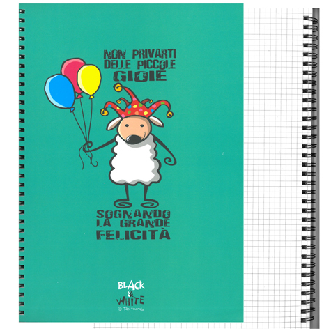 gbc Black&White, NotebookSpiralato Quadretti4mm, A4 Pecora QUADRETTI 4mm, Formato A4, legatura: W.O. lato lungo, foliazione: 70 fogli, carta da 80gr.