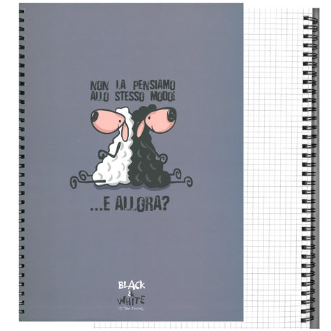 gbc Black&White, NotebookSpiralato Quadretti5mm, A4 Pecore QUADRETTI 5mm, Formato A4, legatura: W.O. lato lungo, foliazione: 70 fogli, carta da 80gr.