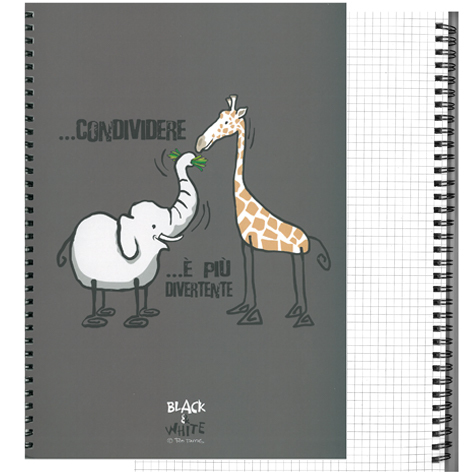 Black&White, NotebookSpiralato Quadretti5mm, A4 Elefante/Giraffa rug6748.05.R - immagine aggiuntiva