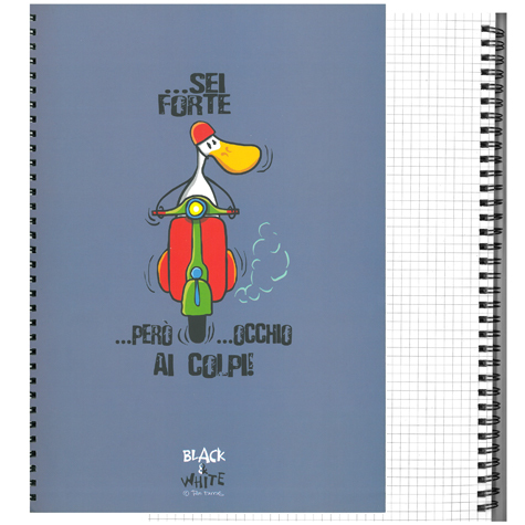 gbc Black&White, NotebookSpiralato Quadretti5mm, A4 Papera QUADRETTI 5mm, Formato A4, legatura: W.O. lato lungo, foliazione: 70 fogli, carta da 80gr.