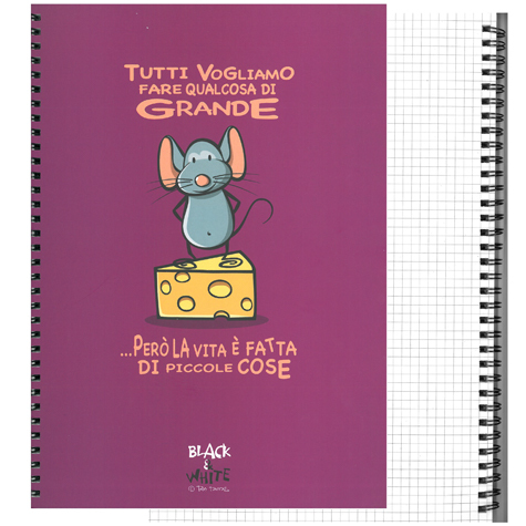 gbc Black&White, NotebookSpiralato Quadretti5mm, A4 Topo QUADRETTI 5mm, Formato A4, legatura: W.O. lato lungo, foliazione: 70 fogli, carta da 80gr.