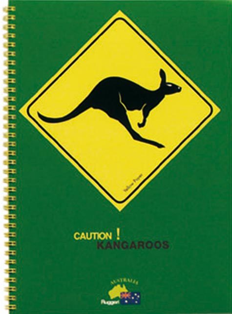 gbc QuadernoAustraliaRuggeri, SpiralatoLatoLungo, 50fogliA6, Rigato8mm Kangaroos formato A6, legatura: W.O. lato lungo, foliazione: 50 Fg.-sh., carta da 80gr, righe da 8mm.