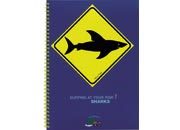 gbc QuadernoAustraliaRuggeri, SpiralatoLatoLungo, 50fogliA6, Rigato8mm Sharks formato A6, legatura: W.O. lato lungo, foliazione: 50 Fg./sh., carta da 80gr, righe da 8mm.
