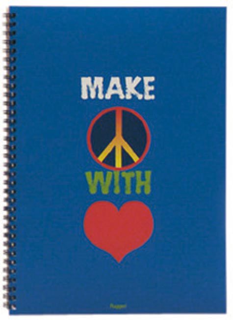 gbc Sixties, Make peace with love - Quadr. - Graph 5 mm formato A6, legatura: W.O. lato lungo, foliazione: 50 fogli, carta da 80gr, quadretti 5mm.