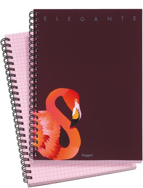 gbc QuadernoZooRuggeri, SpiralatoLatoLungo, 70fogliA4, Elegante CartaRosa formato A4, legatura: W.O. lato lungo, foliazione: 70 fogli, carta da 80gr, quadretti 5mm.