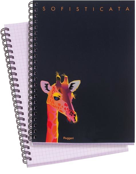 gbc QuadernoZooRuggeri, SpiralatoLatoLungo, 70fogliA4, Sofisticata CartaLilla formato A4, legatura: W.O. lato lungo, foliazione: 70 fogli, carta da 80gr, quadretti 5mm.